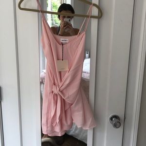 SUPERDOWN light pink front wrap mini dress